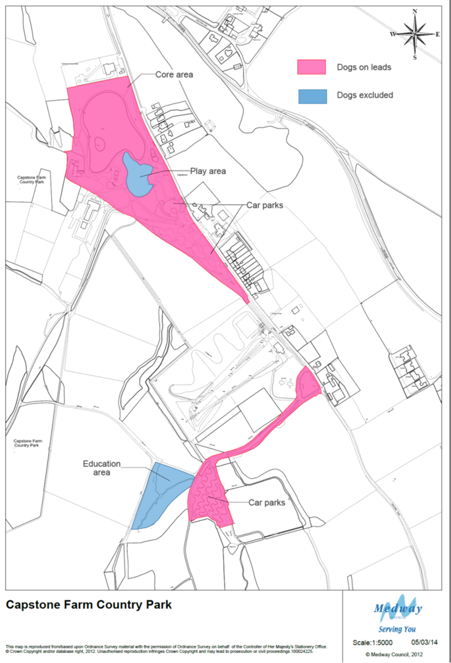 The proposed Capstone Country Park Dog Control Public Space Protection Order proposes that dogs must be a lead in the following two areas: Area 1 - in the main car park, around the lake and by the visitor centre and buildings and Area 2 – From the southern car park entrance to the car parks. The proposed Capstone Country Park Dog Control Public Space Protection Order proposes that dogs are excluded in the following two areas: Area 1 – the play area by the lake and main car park and Area 2 – the education area by the southern car park.